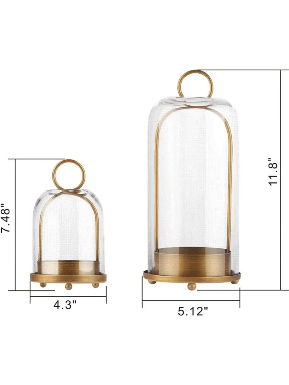 Versatile Metal Candle Holders with Glass Dome - Industrial Farmhouse Decor (Set